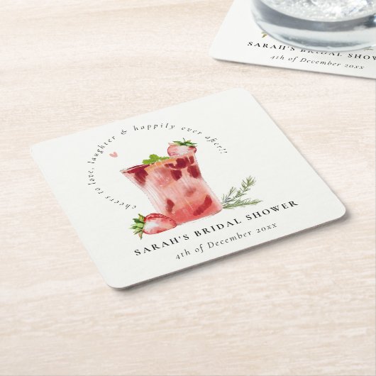 Strawberry Pink Margarita Cocktail Brautparty Rechteckiger Pappuntersetzer (angewinkelt)