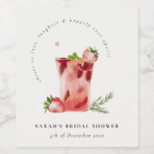 Strawberry Pink Margarita Cocktail Brautparty Weinetikett (Einzelnes Label)