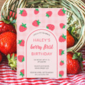Strawberry Pink Niedlich Berry Erster Geburtstag Einladung