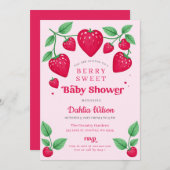 Strawberry Pink Red Berry Sweet Baby Dusche Einladung (Vorne/Hinten)