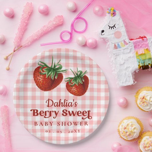 Strawberry Pink Red Berry Sweet Baby Dusche Pappteller (Party)