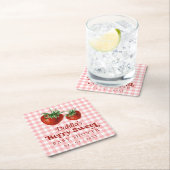 Strawberry Pink Red Berry Sweet Baby Dusche Rechteckiger Pappuntersetzer (Vor Ort)