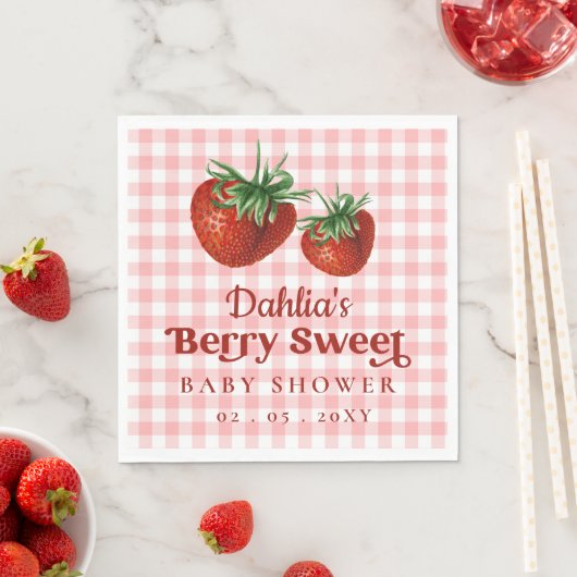 Strawberry Pink Red Berry Sweet Baby Dusche Serviette (Beispiel)