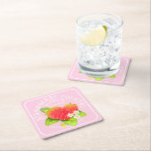 Strawberry Pink Square Paper Untersetzer (Vor Ort)