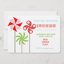 Strawberry Pinwheel Thema Geburtstag - Blue Back Einladung