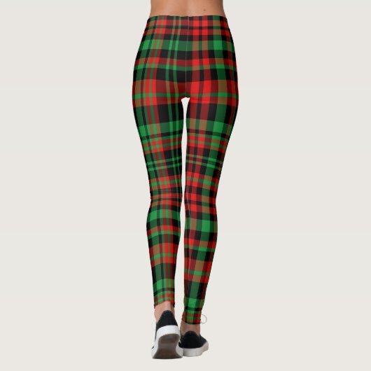 Strawberry Plaid Red and Green Christmas Outfit Leggings (Rückseite)