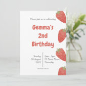Strawberry Polka Dot Birthday Einladung (Stehend Vorderseite)