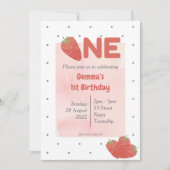 Strawberry Polka Dot ONE Einladung (Vorderseite)