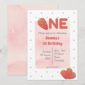 Strawberry Polka Dot ONE Einladung (Vorne/Hinten)