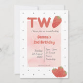 Strawberry Polka Dot TWO Einladung (Vorderseite)