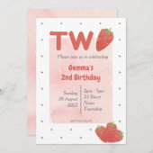 Strawberry Polka Dot TWO Einladung (Vorne/Hinten)