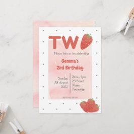 Strawberry Polka Dot TWO Einladung