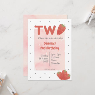Strawberry Polka Dot TWO Einladung