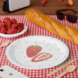 Strawberry-Polka-Punkte Pappteller