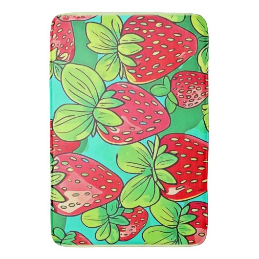 Strawberry Pop Art Pattern Badematte (Vorderseite Vertikal)