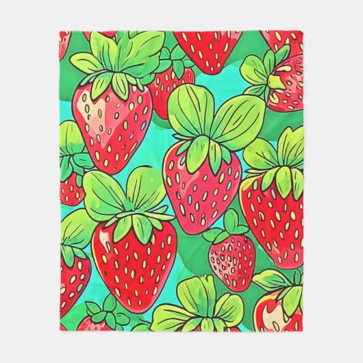Strawberry Pop Art Pattern Fleecedecke (Vorderseite)