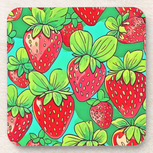 Strawberry Pop Art Pattern Getränkeuntersetzer