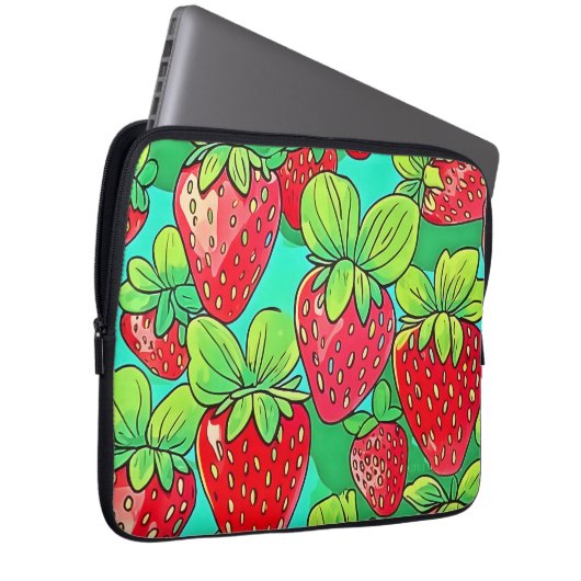 Strawberry Pop Art Pattern Laptopschutzhülle (Vorne Rechts)