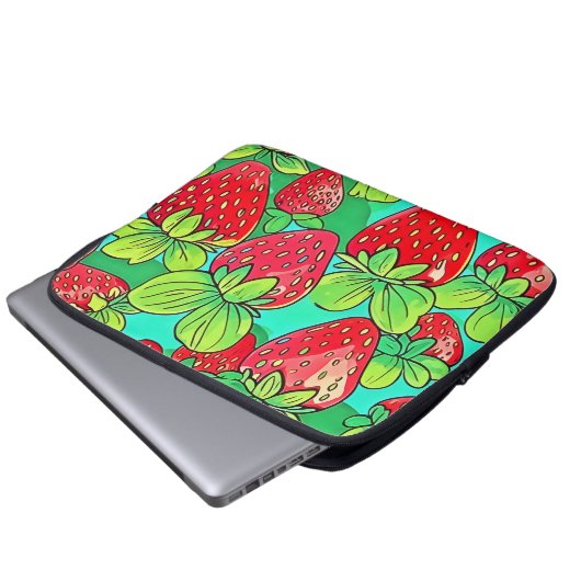 Strawberry Pop Art Pattern Laptopschutzhülle (Vorne Knopf)
