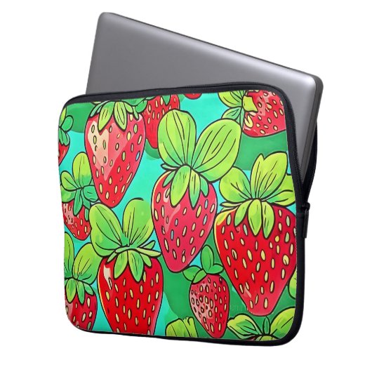 Strawberry Pop Art Pattern Laptopschutzhülle (Vorderseite Links)