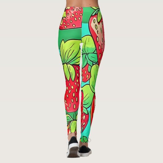 Strawberry Pop Art Pattern Leggings (Rückseite)