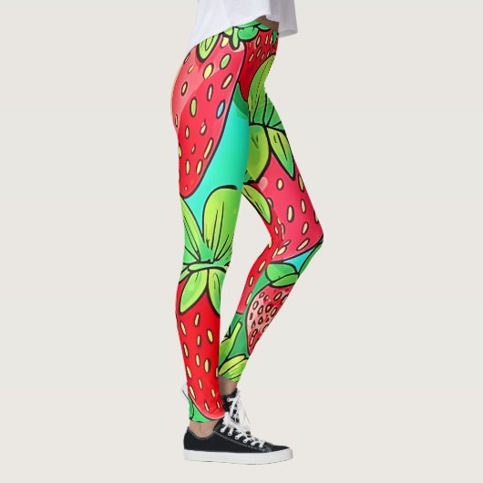 Strawberry Pop Art Pattern Leggings (Rechts)