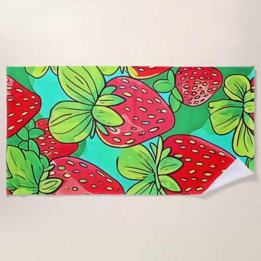 Strawberry Pop Art Pattern Strandtuch (Vorderseite)