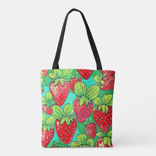 Strawberry Pop Art Pattern Tasche (Rückseite)