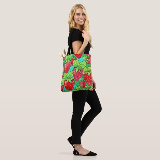 Strawberry Pop Art Pattern Tasche (Am Model)