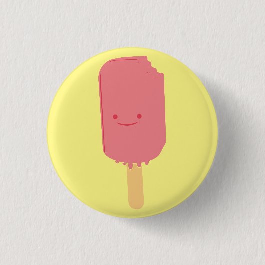 Strawberry Popsicle Cartoon Zeichnend Button (Vorderseite)
