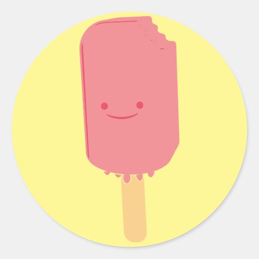 Strawberry Popsicle Cartoon Zeichnend Runder Aufkleber (Vorderseite)