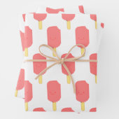 Strawberry Popsicle Niedlicher Cartoon Zeichnend Geschenkpapier Set (Beispiel)
