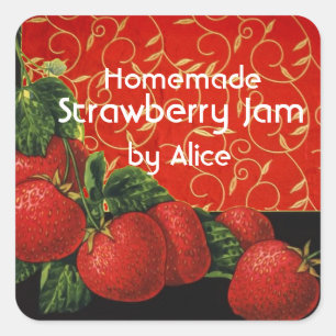 Strawberry Preserve, Konfitüre, Canning Quadratischer Aufkleber
