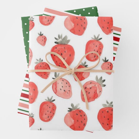 Strawberry Print/Pattern Wrapping Paper Sheets Geschenkpapier Set (Beispiel)