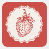 Strawberry Quadratischer Aufkleber (Vorderseite)