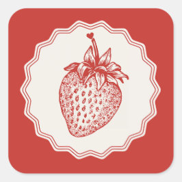 Strawberry Quadratischer Aufkleber