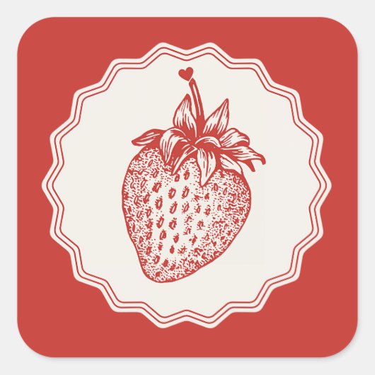 Strawberry Quadratischer Aufkleber (Vorderseite)