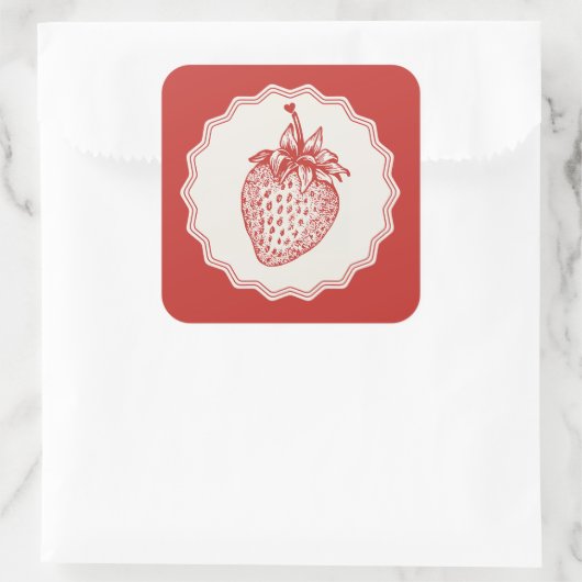 Strawberry Quadratischer Aufkleber (Tasche)