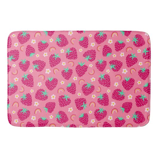 Strawberry Rainbow Daisy-Muster Badematte (Vorderseite)