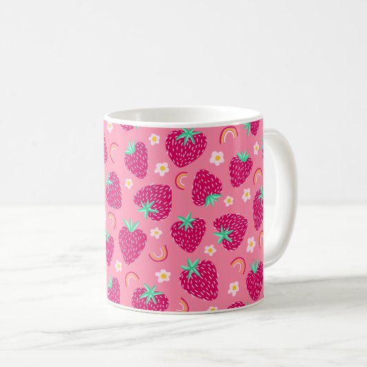 Strawberry Rainbow Daisy-Muster Kaffeetasse (VorderseiteRechts)