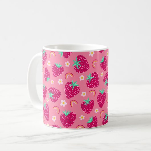 Strawberry Rainbow Daisy-Muster Kaffeetasse (Vorderseite Links)