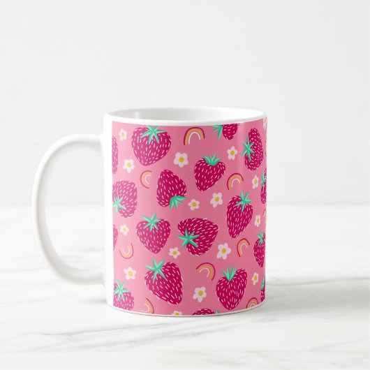 Strawberry Rainbow Daisy-Muster Kaffeetasse (Links)