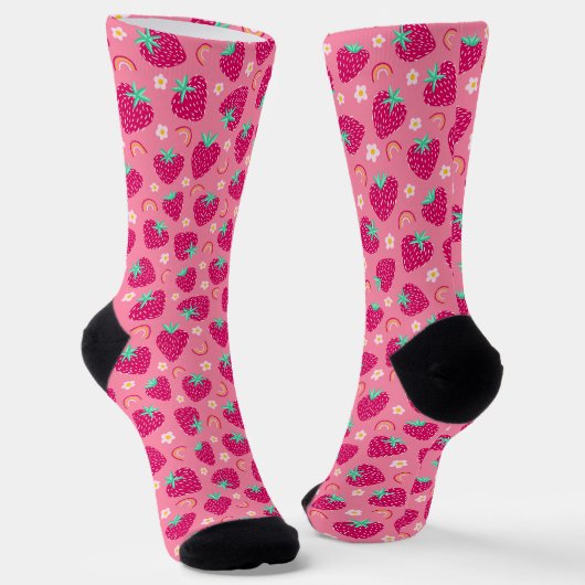 Strawberry Rainbow Daisy-Muster Socken (Gewinkelt)