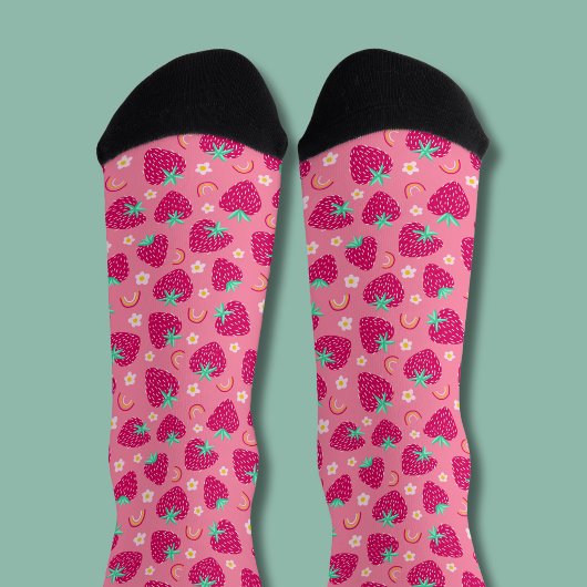 Strawberry Rainbow Daisy-Muster Socken