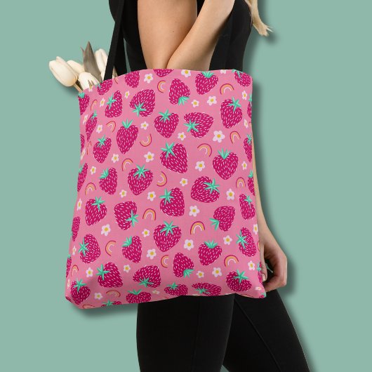 Strawberry Rainbow Daisy-Muster Tasche
