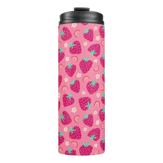 Strawberry Rainbow Daisy-Muster Thermosbecher (Vorderseite)
