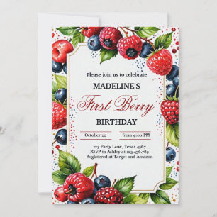 Strawberry Raspberry Berry Erster Geburtstag Teil Einladung