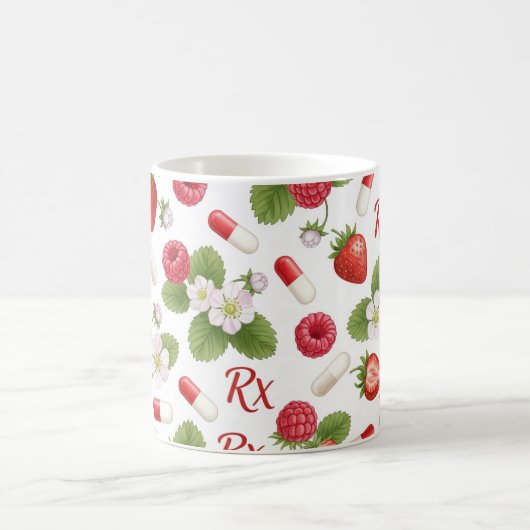 Strawberry Raspberry Botanical Pill Pattern Kaffeetasse (Mittel)