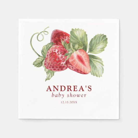 Strawberry Red Baby Shower Serviette (Vorderseite)