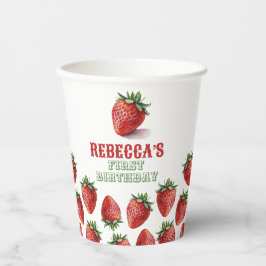 Strawberry Red Berry Sweet 1. Geburtstagspapier Cu Pappbecher